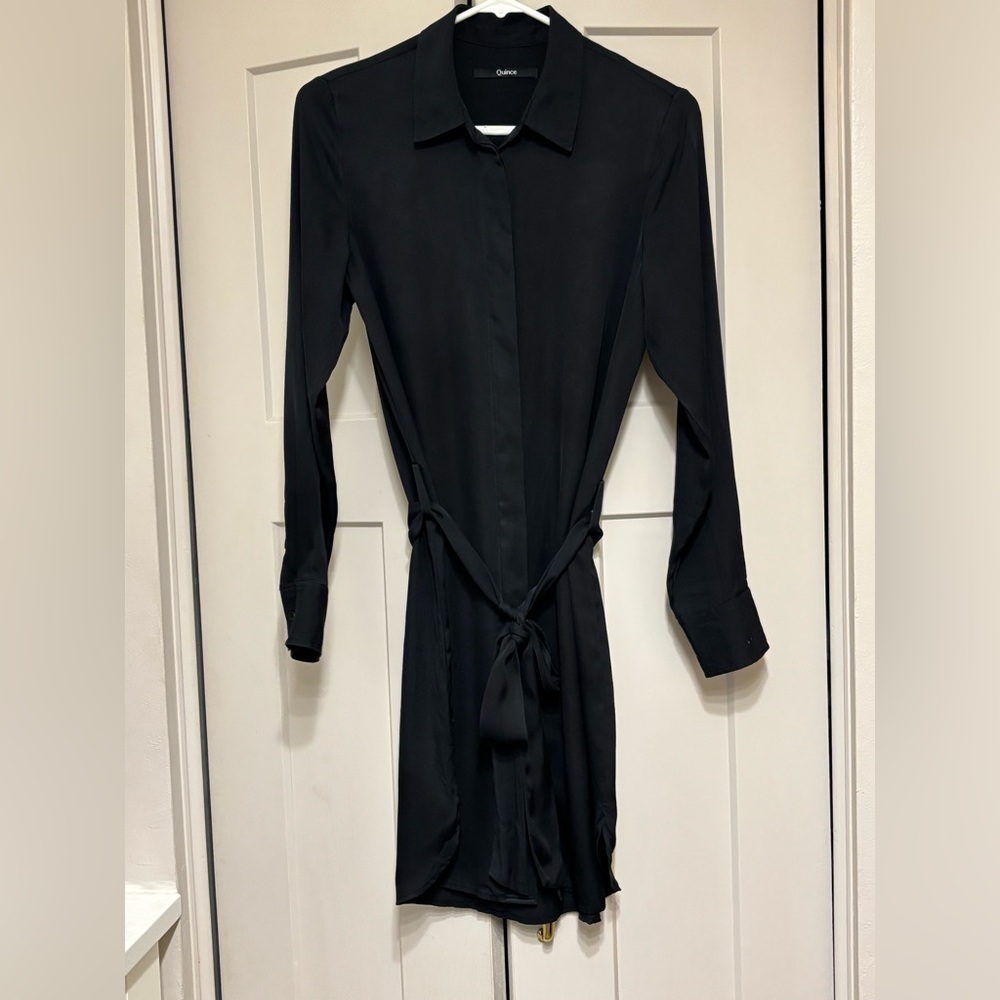 Quince washable silk shirt dress